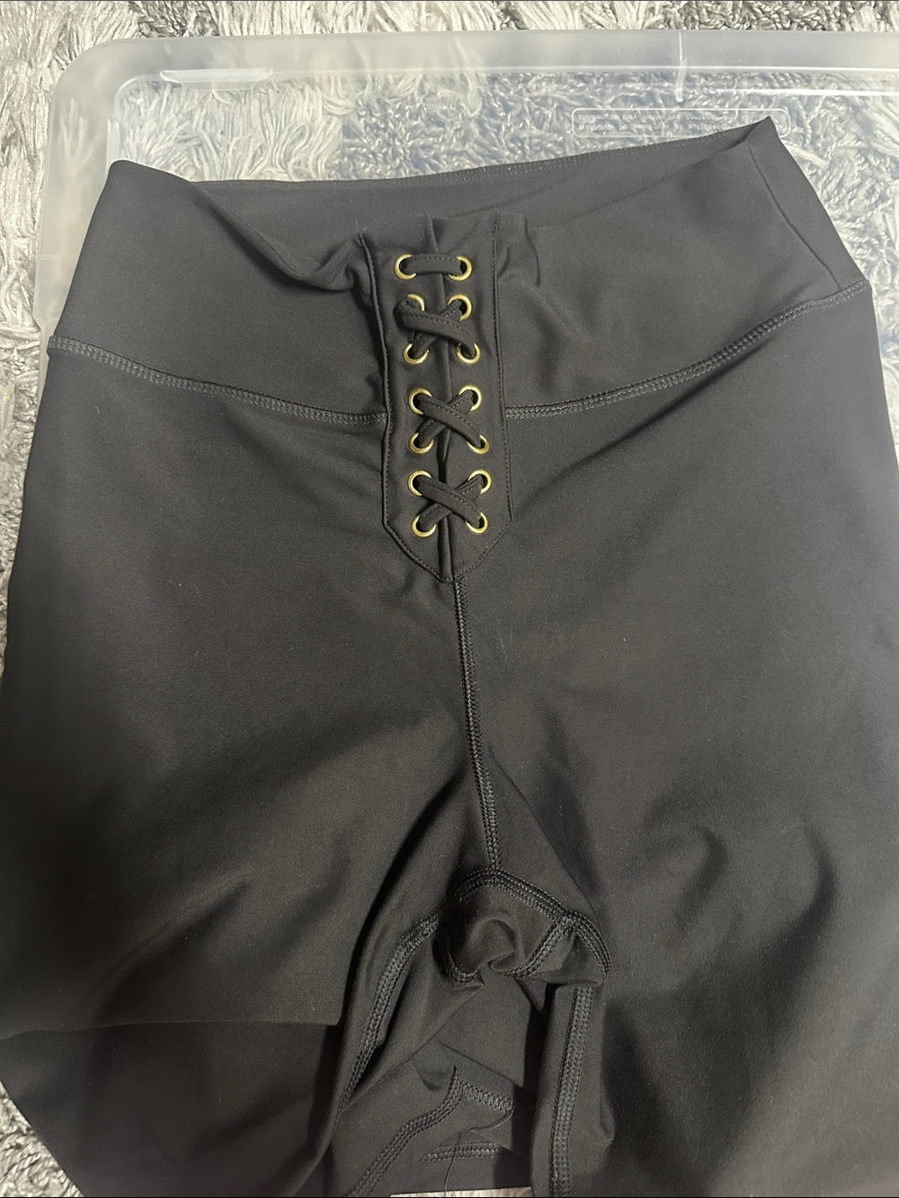WeWoreWhat Black Lace-Up High-Waist Bike Shorts